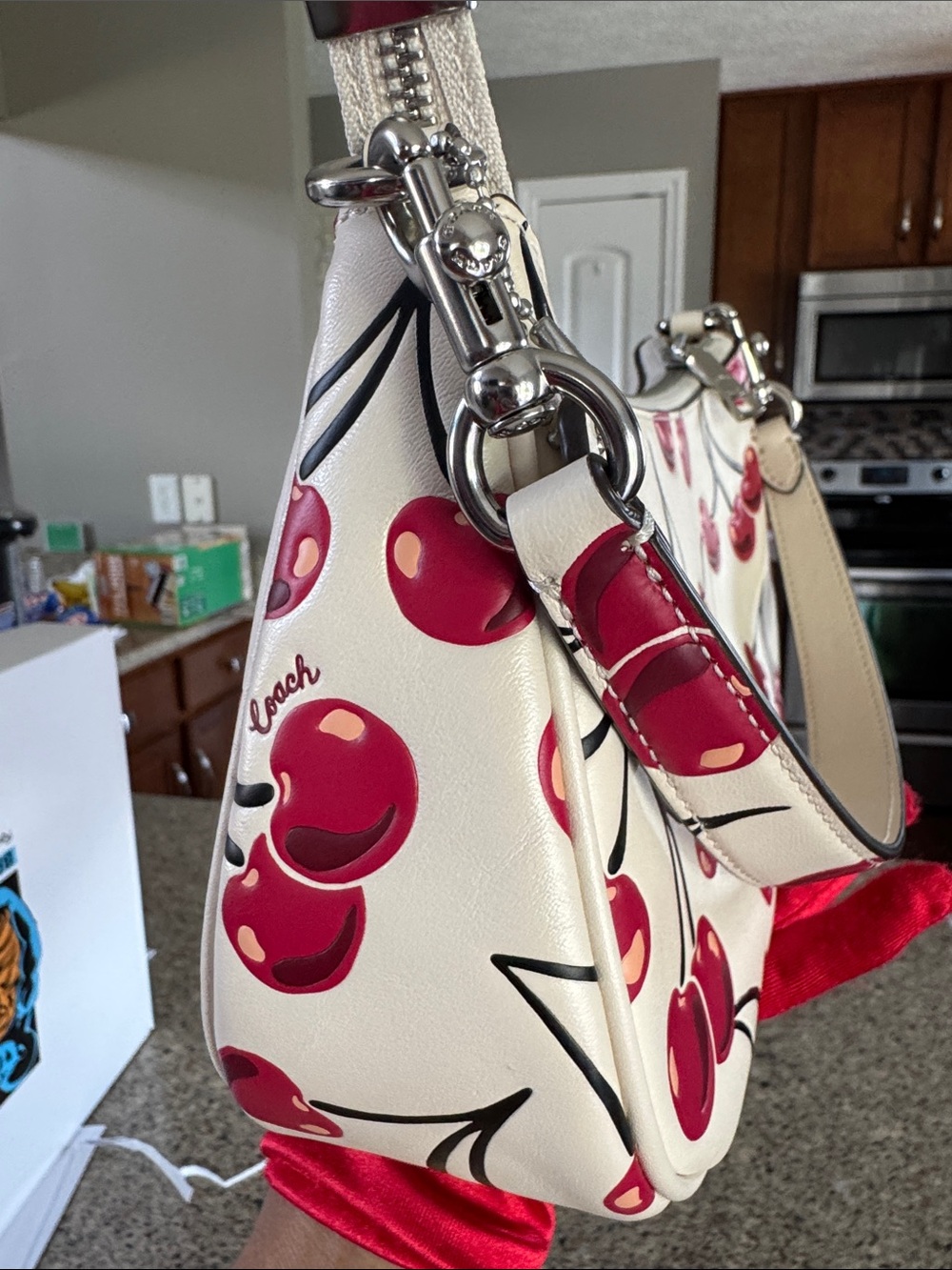 πCoachTeri Shoulder Bag With Cherry Print #CZ774π LIKE NEWπ - Picture 15 of 17